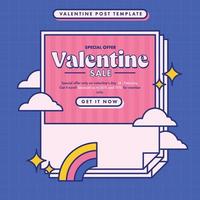 valentine day sale banner background in flat design vector