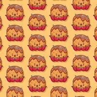 cute takoyaki pattern food illustration vector