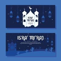 isra miraj horizontal banner illustration in flat design vector