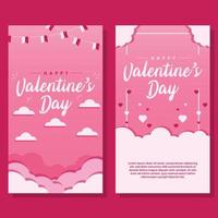 fondo de banner vertical de venta de día de san valentín en diseño plano vector