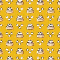 cute dim sum pattern food illustration vector