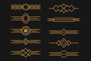 borde de línea art déco. marcos dorados árabes modernos, bordes de líneas decorativas y elementos geométricos de diseño vectorial de marcos de etiquetas doradas vector