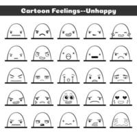 Set Cartoon Feelings Unhappy vector