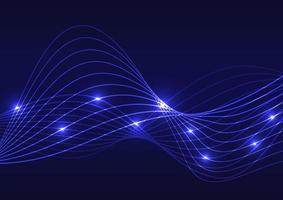 Digital technology abstact blue light line curve background vector