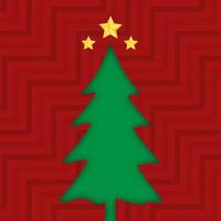 feliz navidad y feliz año nuevo y marco vacío sobre fondo rojo. feliz navidad con árbol de navidad sobre fondo rojo. fondo de navidad y año nuevo. ilustración vectorial