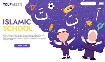 islamic school website landing page design vector