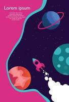 room space universe planet galaxy cartoon poster banner design image vector