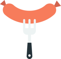 sausage with fork illustration in minimal style png