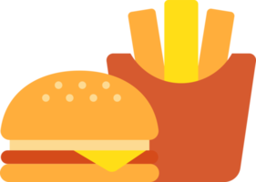 Hamburger and French Fries illustration in minimal style png