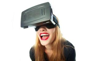 woman in virtual reality helmet photo