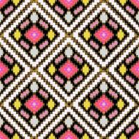 Beautiful colorful Thai knitted embroidery. geometric ethnic oriental pattern traditional on black background, Thai luxury pattern modern culture with clipping path, photo