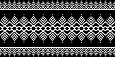 hermoso bordado de punto blanco y negro tailandés. patrón oriental étnico geométrico tradicional sobre fondo negro, cultura de patrones tailandeses aislada con camino de recorte foto