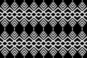 Beautiful black and whiteThai knitted embroidery . geometric ethnic oriental pattern traditional on black background, Thai pattern culture isolated with clipping path photo