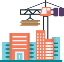 building under construction illustration in minimal style png