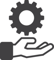 hands and cogs illustration in minimal style png