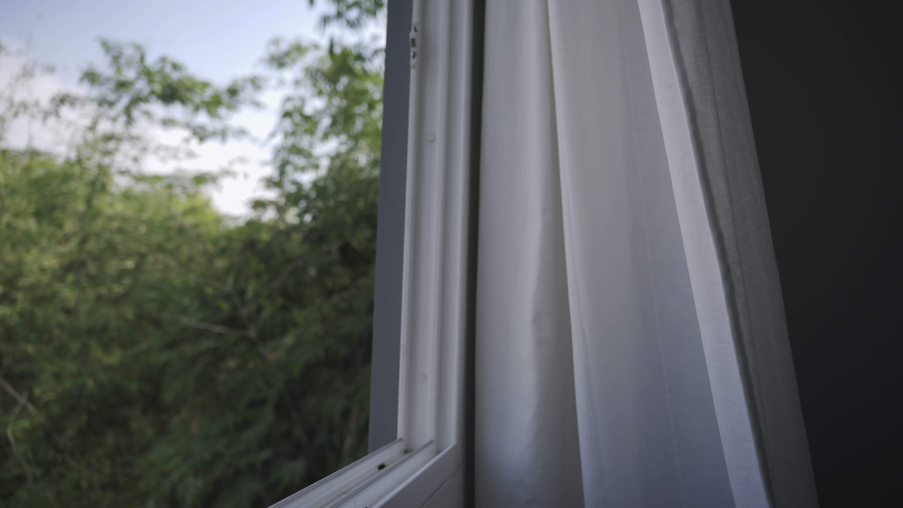 A hotel or home stay the wind blows and nature can be seen through the