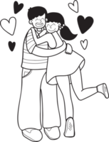 Hand Drawn couple men and women hugging illustration png