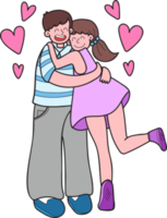 Hand Drawn couple men and women hugging illustration png