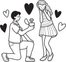 Hand Drawn man asking woman to marry illustration png