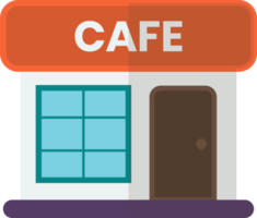 cafe building illustration in minimal style png