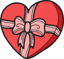 Hand Drawn heart shape gift box illustration png