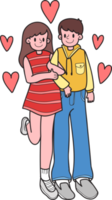 Hand Drawn couple men and women holding hands illustration png