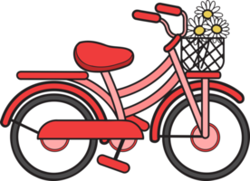 vélo dessiné à la main avec illustration de fleurs png