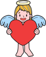 Hand Drawn cupid with heart illustration png