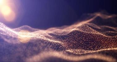 Abstract waves from particles and lines of yellow gold futuristic beautiful flying glowing magical energy with sun rays and blur effect. Abstract background photo