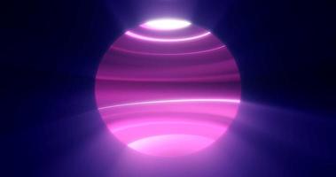 Purple glowing planet star in space glows with bright rays of the sun magical energy lines, shiny circle ball sphere. Abstract background photo