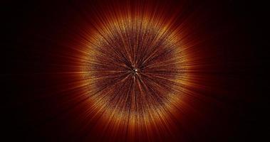 Abstract unusual beautiful bright glowing explosion of a star of a ball of a sphere of small particles with rays in space background photo