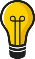 icono de bombilla en colores amarillos. ilustración de lámpara de idea. png