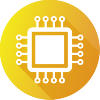 Chips icon in flat design style. Circuit chip signs illustration. png