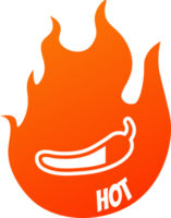 würzige Chili-Pfeffer-Symbole mit Flamme. Hot Levels Zeichen Illustration. png