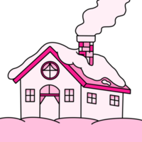 roze huis in winter png