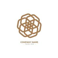 flower symbol logo, with hexagon line repeat concept vector