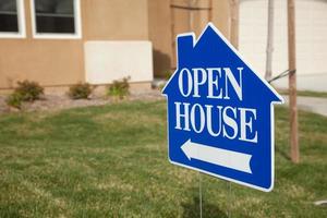 Blue Open House Sign photo