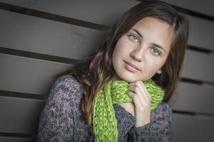 Portrait of Young Pretty Blue Eyed Girl photo