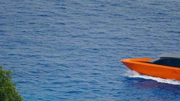 PHAN NGA, THAILAND NOVEMBER 23, 2016 - Speedboat approaches the beach of Koh Miang, Similan Islands, slow motion video