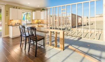 Transition of Beautiful New Home Kitchen From Framing To Completion. photo