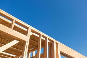 Wood Home Framing Abstract At Construction Site. photo