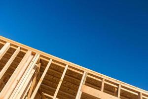 Wood Home Framing Abstract At Construction Site. photo