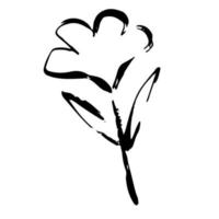 Abstract flower drawn with a brush and ink. Vector decorative design element in black