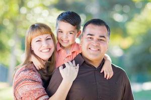 Young Mixed Race Family Portrait Outdoors photo