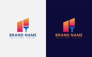 Paint Building Real Estate Logo. Modern Business Logo With Paint Brush Gradient Color. vector