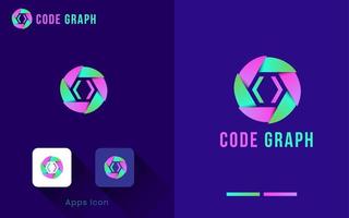 Code Hexagon Logo Design. Modern Business Logo With Gradient Color. Corporate Branding. vector