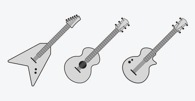 conjunto de imágenes prediseñadas de ilustración de guitarra vector