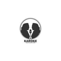 logotipo de chica karoke en blanco y negro vector