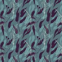 Eucalyptus leaf silhouette botanical seamless pattern vector