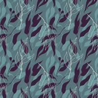 Eucalyptus leaf silhouette botanical seamless pattern vector